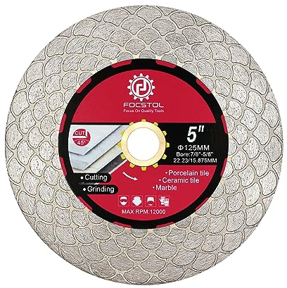 FOCSTOL Disque Diamant Carrelage 125mm - Double Face Coupe Meulage Lame Scie Diamant pour Porcelaine Céramique Marbre Granit Pierre Artificielle