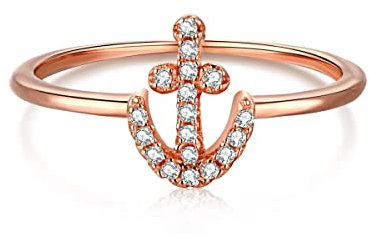 GemKing DY120219-S-R-WH-6 arrivals 925 silver finger ring sterling rings woman engagement jewelry rose gold vermeil custom boat anchor ring