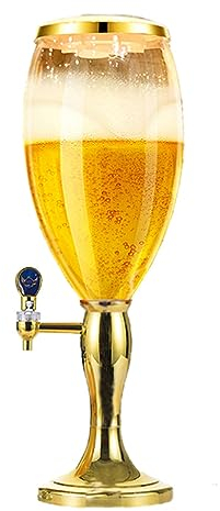 BradOc Birreria Torre di birra, grande distributore di birra, 1,5 l, 3 l, 5 l, 3 l, 3 l, 5 l, con tappo e luci, facile da pulire, fantastico regalo per gli amanti della birra, oro, 5 l