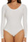 Joyshaper Damen Langarm Body V-Ausschnitt Bodysuit Top Stringbody Basic Unterziehbody Longsleeve Shirt für Frauen Weiß S