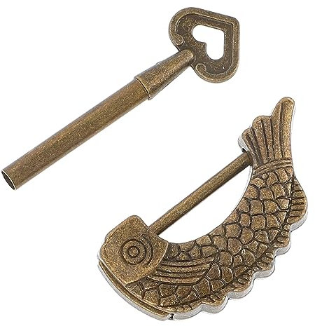 OSALADI Mini Cadenas Vintage En Alliage De Zinc Avec Clé, Forme Poisson Rétro, Serrure De Boîte Rétro Pour Valise Et Boîte à Bijoux, Portable Et Léger, Usage Voyage,
