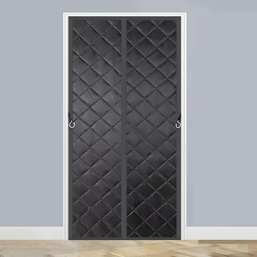 Rideau de porte à isolation thermique magnétique, isolation temporaire de fenêtre de porte Oxford résistante aux intempéries et à réduction de bruit, pour cuisine, grenier, sous-sol ( Color : Black ,