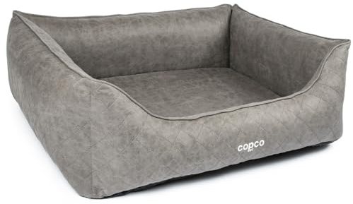 CopcoPet Hundebett Hugo Velourlederoptik Grau XXL 125 x 100 cm – Rutschfestes & pflegeleichtes Hundekörbchen – Abwaschbar & formstabil – Für große Hunde, bequemes Hundekissen & Schlafplatz