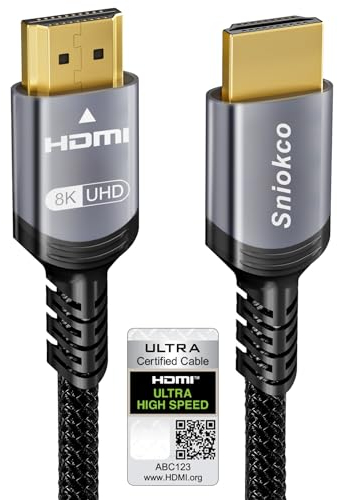 Sniokco 10K 8K Cable HDMI 2.1 48Gbps 6.1 Metros Certificado Cable HDMI® Ultra Alta Velocidad 0.01ms 4K 240Hz 165Hz 120Hz 8K 60Hz eARC Netflix HDCP 2.3 2.2 HDR10+ TV Monitor Proyector Roku PS5 X-box