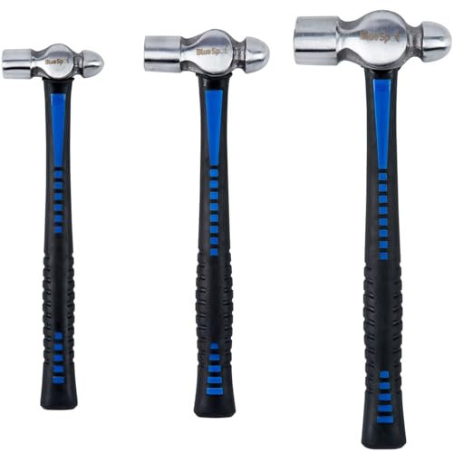 BlueSpot Ball Pein Hammer Set | 65% FIBREGLASS Shaft | Secure Soft Grip | TPR Handle | 8 | 16 | 32oz | Mechanic Work | Garage Hand Tools | DIY | UK Free P&P