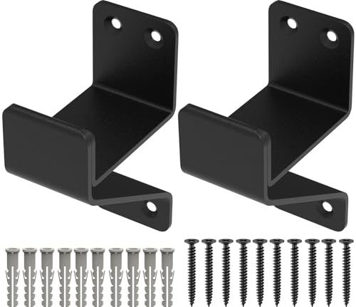 Ladder Hanger, Steel Wall Mount Ladder Holder Utility Heavy Duty Ladder Hooks for Garage Wall Garage Storage Organizer Hanger for Ladder Wheelbarrow Chair Garden Tools - 2 Pack (Black 1-1/2 Inch)
