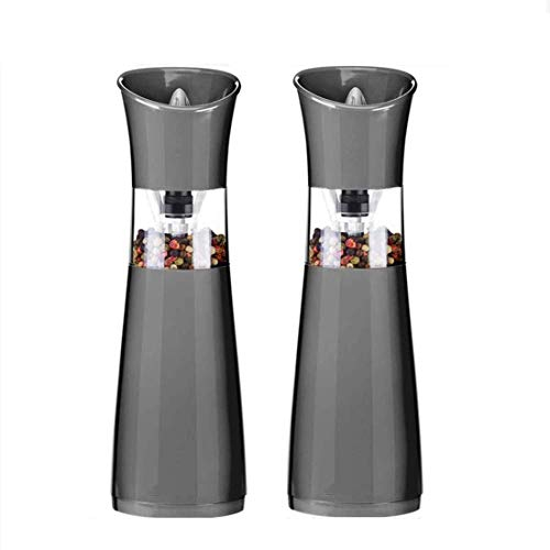 TONZN Molinillo de sal y pimienta, juego de molinillo de sal y pimienta eléctrico de diseño moderno, molinillo de pimienta y molinillo de sal con batería, alta capacidad, molienda ajustable