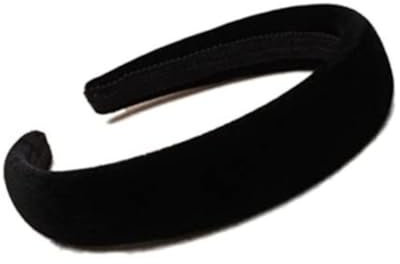Serre-tête bandeau rembourré en velours doux Noir Largeur 2,5 cm