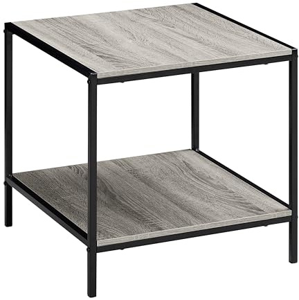 Vida Designs Brooklyn End Table 2-Tier Sofa Side Tables, Bedside Tables with Metal Iron Frame for Living Room, Bedroom, Home Office, Industrial Style (Grey)