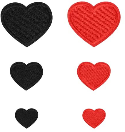 Hearts Applique Patches, 6 Pcs Embroidered Love Heart Patches, Mini Iron-On Patches Jeans Stickers, Cute Love Heart Patches Design Love for Repairs and Personalizations