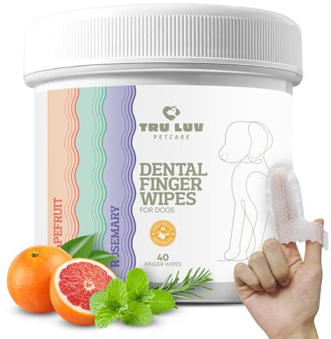 Tru Luv Petcare 40 Dog Teeth Wipes - Dog Teeth Cleaning Products - Dog Dental Wipes - Dog Teeth Cleaner - Dog Teeth Cleaner - Dog Teeth Cleaner