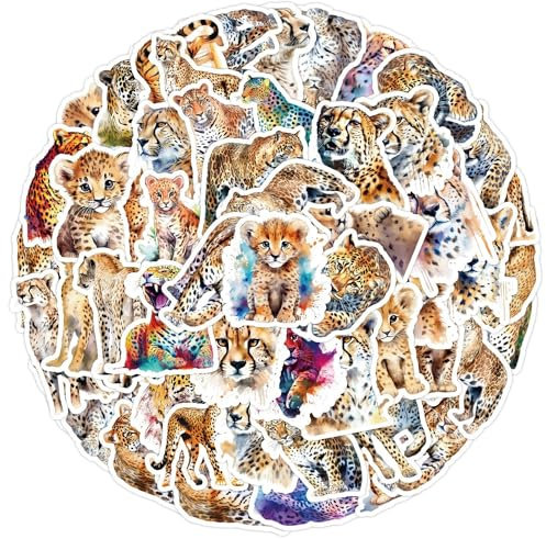 50 Stück Leopard Aufkleber Wasserflaschen Aufkleber Buchzubehör für Laptop, Journaling, Scrapbook für Erwachsene und Teenager Mädchen