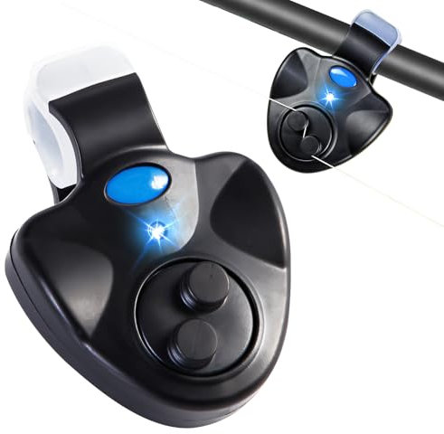 FZQBEY Bissanzeiger Angeln, Angeln Alarm Glocke, LED Light Strike, Elektronische Bissanzeige, Alarm Leuchte Angeln, Nacht Angeln LED Ruten Nachtlicht Bissanzeiger Clip auf Fischbissalarm (2)