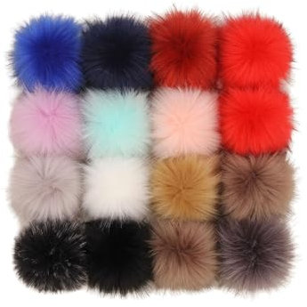 16 Stück Fellbommel Für Mützen Mit Druckknopf 8CM/10CM/12CM/14CM Kunstfell Bommel Mütze Kaufen Mützenbommel Kunstfell Bommeln Kunstfellbommel Hüte Schuhe Schals Taschen Schlüsselanhänger (2,10cm)