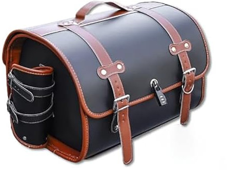 Motorrad Hecktasche für Harley Davidson Forty Eight, 33L Große Kapazität wasserdichte Multifunktional Motorradtasche Motorrad Pannier Satteltasche Reisetasche,Black Brown