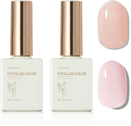 Jelly Gel Nail Polish Set, Translucent Gel Nail Polish Sheer Gel Nail Varnish Set, 2 Colors Nude Pink Gel Polish Soak Off UV/LED, Neutral French Nail Gel for Nail Art DIY Salon