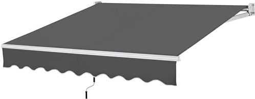 Abician Auvent Rétractable de Contrôle Manuel Store Banne de Balcon 300 x 250 cm pour Terrasse, Patio, Café, Porche, Restaurant Gris foncé