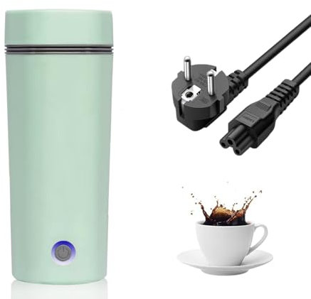 350 ml Mini Bouilloire portable Electrique de Voyage,Bouilloire de Voyage en Acier Inoxydable 304,tasse thermos 3 en 1,fonctionnement à une touche, arrêt automatique pour Thé, Lait, Café