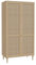 FORTE CALASETTA Schrank 110, Boho Stil Wiener Geflecht Kleiderschrank mit 2 Türen Kleiderstange Einlegeböden Holz Dekor: Elegancia Eiche/Technorattan, 110 cm breit x 208 cm hoch x 52 cm tief