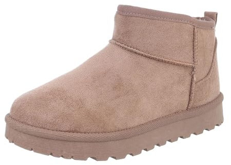 Ital Design Damenschuhe Stiefeletten Plateaustiefeletten, 88-155-, Textil, Hellbraun, Gr. 38