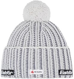 Eisbär Mütze Herren & Damen Ronda Pompon Ski Austria Weiß - Merino Wintermütze Unisex mit Fleece schützt vor Kälte und Wind - Bommelmütze warme Lifestyle Strickmütze mit Pompon Haube aus Österreich