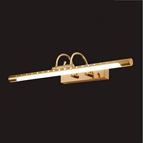 SSNCcNC Europäischen Golden Spiegellampe Modern Bad Spiegel Vorne Licht LED Neutrales Licht 4500K 7W Schminktisch Spiegelleuchte Make-up Spiegellicht Antik Wandbild Einstellbare 48CM