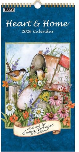 Lang, Heart and Home Vertikaler Wandkalender 2026, 20,3 x 40,8 cm, 12-Monatskalender mit gehefteter Bindung