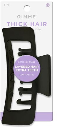 Gimme Beauty XL Rectangle Claw Clip Duo - Hair Clips with Velvet-Like Finish for All Hair Types - Non-Slip, Firm-Hold Daily Wear Accessory - Women’s Claw Clip Set - Black