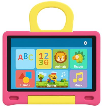 NOBKLEN Tableta infantil de 10.1 pulgadas con funda a prueba de golpes | Android 14, 64 GB + 8 GB de RAM, batería de 12 horas | Control parental, espacio para niños de Google y aplicaciones educativas