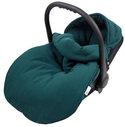 BabyLux Fußsack 90cm für Babyschale, Kinderwagen & Buggy, ideal für Frühling, Sommer Herbst &, warm & weich Kinderfußsack (Musselin - dunkel Grün)