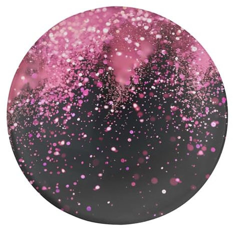 Rose Gold Particles Refrigerator Magnets Round Glass Fridge Stickers for Kitchen Office 1 PCS