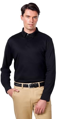 Xposed Mens Mercerised Cotton Polo Shirt Long Sleeve Collar Regular Fit Smart Formal Golf Top