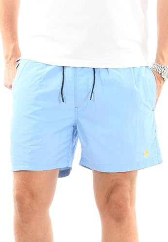 U.S. POLO ASSN. Herren Bade Short (S-3XL) Schwimmshort Kurze Hose Pants P005 - Hellblau-Gelb Größe M - Gr.M