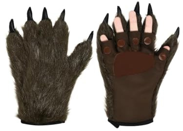 XGOPTS Halloween Werwolf Handschuhe Tierpfote Klaue Handschuhe Werwölfe Fingerlosehandschuhe Bär Wolfhandschuhe Plüsch Halloween Karneval Fasching Zubehör