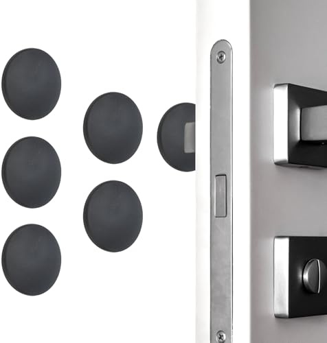 PATIKIL 5Pcs Door Knob Wall Protector, 2 Round Silicone Door Stoppers Self Adhesive Handle Bumper Cushion Pad Quiet Wall Protector for Fridge Home Office, Black(0.4 Thickness)