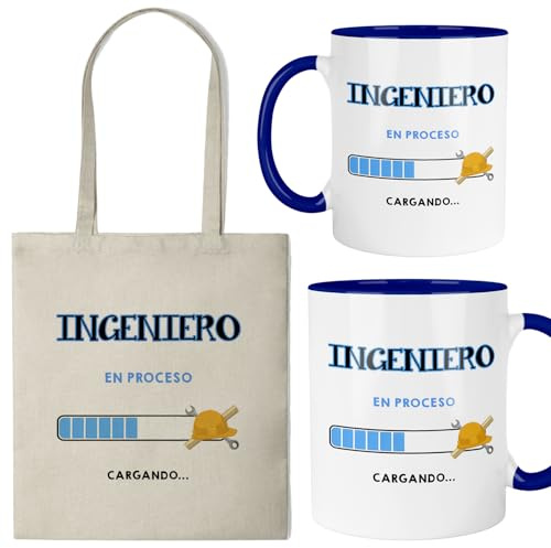 Kembilove® Taza + Bolsa de Ingeniería | Regalo para Ingeniero, Ingeniero Mecánico o Industrial | Set Original para Ingenieros, Estudiantes y Profesores de Ingeniería