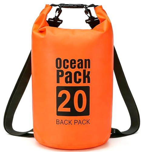 PQETBV Dry Bag Wasserdichter Tasche 20L wasserdichte Beutel Packsack für Kayaking Boots-Ausflug Kanu, Fischen, Rafting, Schwimmen, Snowboarding, Wassersport, Kajak Angeln