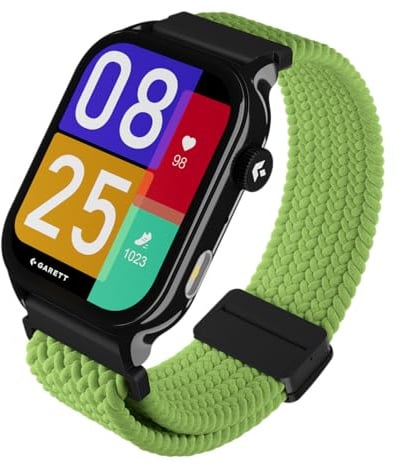 garett Smartwatch Fitnessuhr - mit Gorilla Glass AMOLED - NFC Bezahlfunktion - Bluetooth Telefonie Sportmodi - Unisex - mit 2 Armbänder - Activity 3 Schwarz