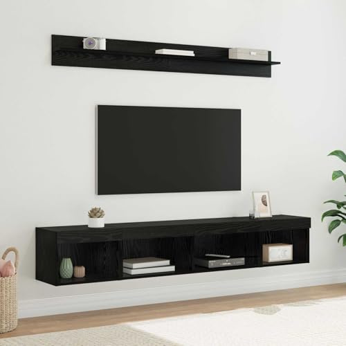Lumanois Ensemble de Meuble TV Mural 5 pcs Chêne Noir Bois d'ingénierie Meubles TV Noir,3402954