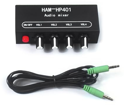 HP204 Stereo Cuffie Amplificatore Mixer 4 Canali Ingresso 1 Uscita per Live Stage Uditivo Mixing per Stage e Studio Music Production Mixer