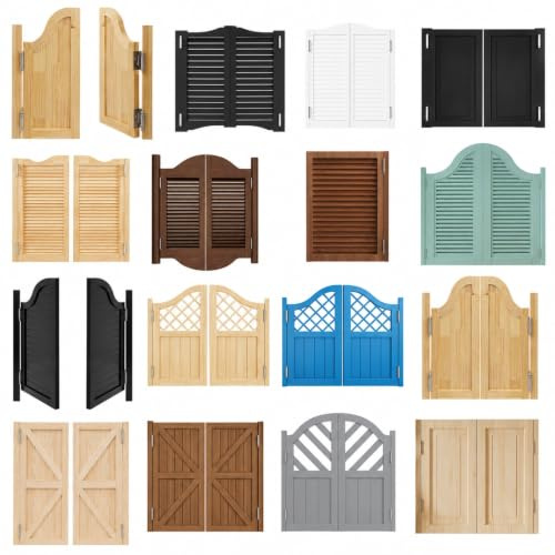 Puerta Batiente de Madera Maciza, Puertas de Salón Western con 4 Bisagras