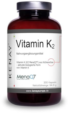 Vitamin K2 | MenaQ7 | 100mcg 300 Kapseln |Kenay Europe | Nahrungsergänzungsmittel |