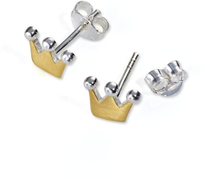 °* Ohrstecker Krone Königskind aus Sterling-Silber (goldfarben)