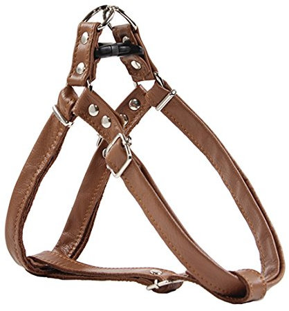 Hundegeschirr Leder Softgeschirr Verstellbare Brustgeschirre Norweger Haustier Ledergeschirr Weichem für Kleine Mittlere Große Hunde (L, braun)