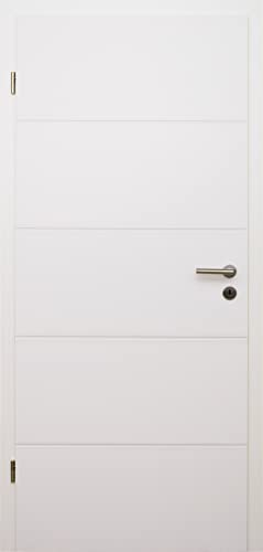 HORI® Zimmertür Valencia Weißlack RAL9010 Röhrenspan Eckkante | Innentüre, Türblatt, passende für alle Standard Zargen mit DIN Größe I 1985 x 735 mm I DIN Links