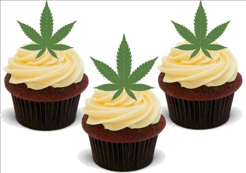 Marihuana Hash Blatt Gras -12 essbare hochwertige stehende Waffeln Kuchen Toppers, Marajuana Hash Leaf Grass - 12 Standup Premium Wafer Cake Toppers