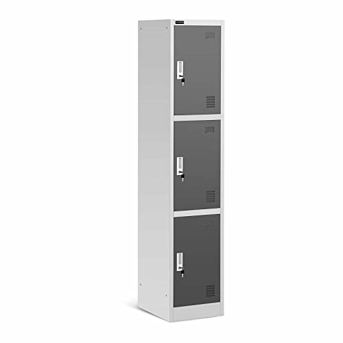 Fromm & Starck Star_MCAB_05 Spindschrank 3 Fächer grau abschließbar Metallspind Schließfachschrank Stahl beschichtet