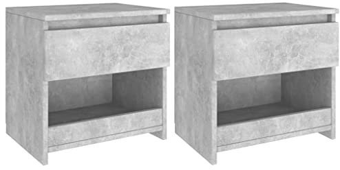 vidaXL Tables de Chevet 2 pcs, Armoire de Lit, Table de Nuit, Meuble de Chambre à Coucher Maison Intérieur, Moderne, Gris Béton Bois d’Ingénierie