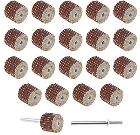 20 Stück Schleifscheiben, 320 Körnung, Papier, Glas, Lamellen-Rad aus Zinklegierung, für Drehwerkzeug mit Schaftdorn, 13 x 12 x 3 mm.