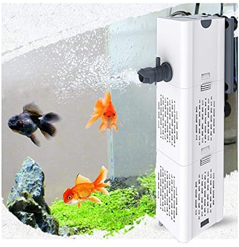 Filtre d'aquarium silencieux 4 en 1 - Filtre interne d'aquarium - 500-1800 l/h - Pompe à eau submersible - Aération d'oxygène - Changement d'eau pour Betta, tortue, poisson d'étang, jardin (30 W 1800